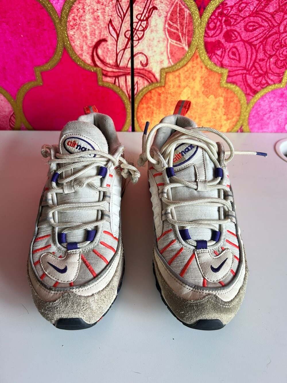 Nike Air Max 98 Sail Purple Athletic Sneakers size 6Y